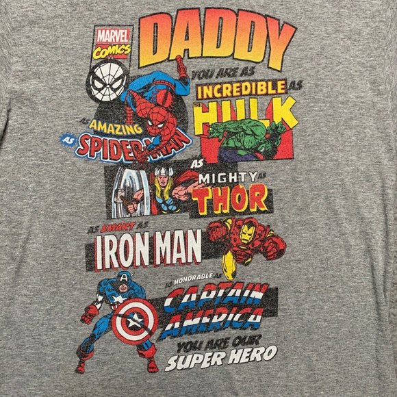 Marvel Comics Daddy Men's T-Shirt Size M Iron Man Spiderman Captain America - Picture 2 of 5